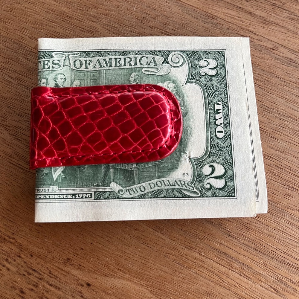 Genuine Alligator Red Magnetic Money Clip